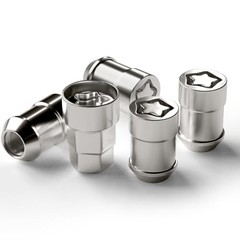M12x1.5 Acorn Cone Seat Wheel Lock Set, Chrome Lug Nuts, 4 PCS Locks and 1 Key