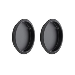 JOY DECOR 2 Pack Round Pocket Door Pulls Closet 53mm / 2-1/8in, Black