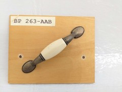 Vintage Amerock Antique Brass, Almond Ceramic Center 3″ Ctr. Cabinet Pull 263AAB