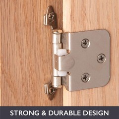 Self Closing Cabinet Hinges Satin Nickel, 50 Pack – Variable Overlay Flush