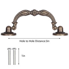1~20PCS Vintage Drop Bail Dresser Pull Handle Drawer Pulls Rustic Antique Bronze