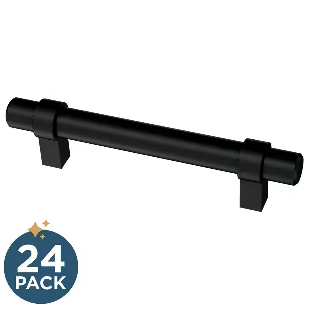 24-Pack Simple Wrapped Bar 3-3/4 In. (96 Mm) Classic Matte Black Cabinet Drawer