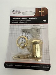 First Watch 1281-601 1-1/8″ Keyed Utility Cam Lock Cabinet/Drawer Polished Brass