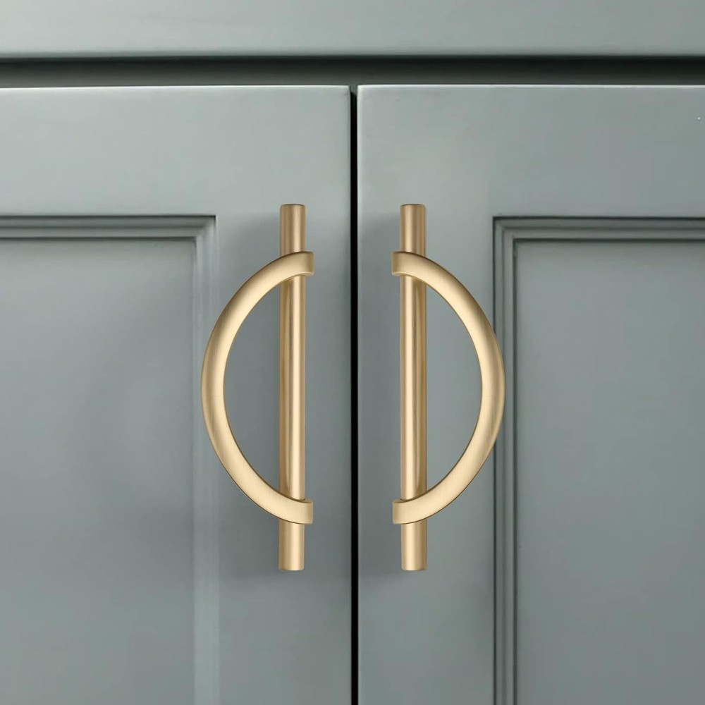 10 Pack Brushed Gold Cabinet Pulls 5 Inch(128MM) Hole Centers Kitchen Cabinet