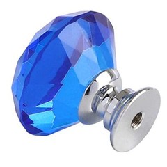 12 Pcs 30mm Diamond Shape Crystal Glass Cabinet Knobs with Screws Drawer Blue