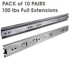 10 Pairs Full Extension 100-lb Ball Bearing Drawer Slides 10″-24″