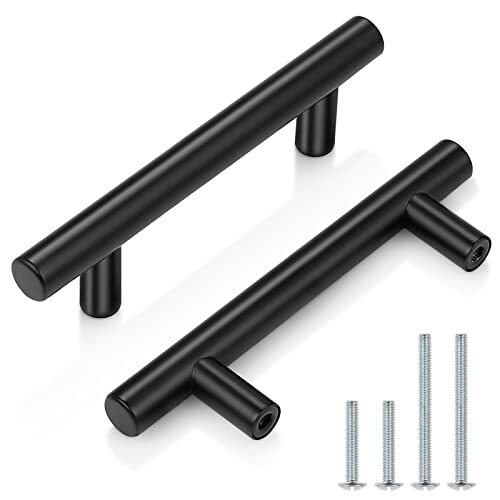 10 Pack|3 Inch Hole Centers Flat Cabinet Pulls Modern hole center 3″ Black