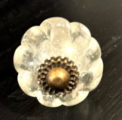 Scalloped Glass Metal Knob Cabinet Handles Furniture Hardware Cupboard Drawer