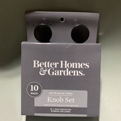 Knob Set (Matte Black Finish) — Pack of 10 Knobs — Better Homes & Gardens — New