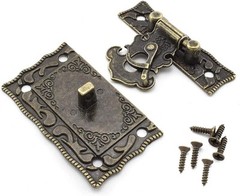 Decorative Antique Bronze Hinge and Hasp Latch Kit for Furniture Restoration