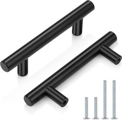 10 Pack Modern Flat Black Cabinet Pulls – Elegant T-Bar Design & 3 Inch Centers