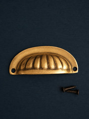 64 mm (2.52″) Solid Brass Cup Pull Handle, Vintage Cabinet Drawer Hardware