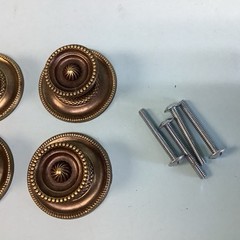 Gold, Bronze Finish Center Drawer Pulls (4) with Screws 1 3/4” Backplate 3/4” H