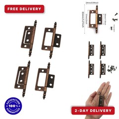 ZCZQC Antique Brass Non-Mortise Hinges 4 Pcs for Cabinets & Doors