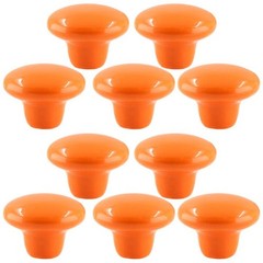 10Pcs Cabinet Ceramic Knobs, 1.5Inch/ 38mm Orange Cute Drawer Knobs Round Dresse
