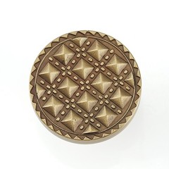 Cabinet Knob, Solid Brass, Studded Design, Modern Drawer Knob, Antique Brass