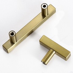 Gold Square Cabinet Handles Kitchen Bar Cupboard Drawer Door Knob Pulls Lot