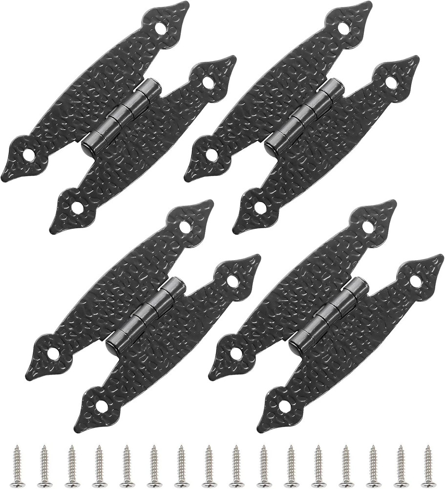 4 Pcs Black Flush H-Hinges, Cold Rolled Steel Flat Hinges, Antique H-Shape Hi…