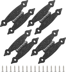 4 Pcs Black Flush H-Hinges, Cold Rolled Steel Flat Hinges, Antique H-Shape Hi…