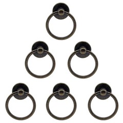 Luomorgo 6 Pcs Antique Bronze Ring Pull Handle Knobs, Vintage Bronze-6pcs