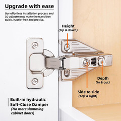 (50 PCS) Full Overlay Soft Close Cabinet Hinges for Kitchen Cabinets – 105° Face