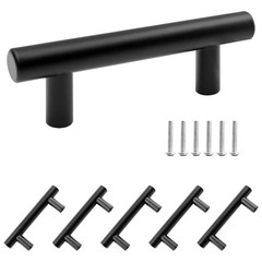 6 Pack Drawer Pulls 21/2 Inch Hole Centers Matte Black Cabinet Handles