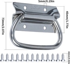 2 Pack Heavy Duty Chest Handles 304 Stainless Steel Box Handle Pulls Silver Tone