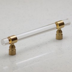 Lucite on Satin Gold – Knob & Pulls – Modern Gold – Clear Acrylic Cabinet