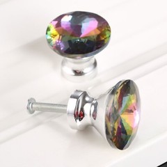 Diamond Crystal Glass Furniture Door Pull Handle Drawer Cabinet Knob Hardware HQ