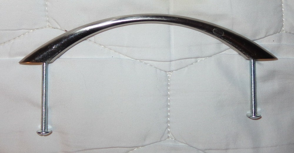 NEW SHINY SILVER CURVED ARCHED CABINET DRESSER PULL 5″ CENTER 6 1/4″ WIDE