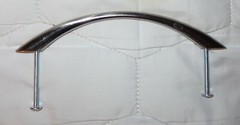 NEW SHINY SILVER CURVED ARCHED CABINET DRESSER PULL 5″ CENTER 6 1/4″ WIDE