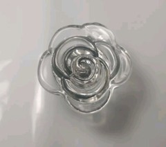 Set of 4 Clear Glass Rose Shape Drawer Pulls Cabinet Knobs 1.5″ Diameter