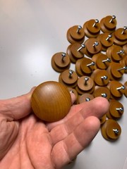 Set of 32: Wood Wooden Knobs Pulls Handles Natural Lacquered Round