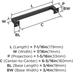 Amerock Lintel 6-5/16″ (160mm) Cabinet Pull, Matte Black Transitional Design