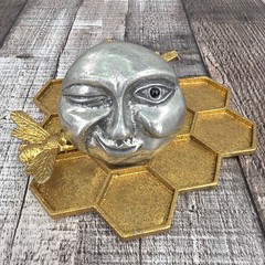 Anne at Home Winking Moon Cabinet Knob Pull Pewter Bright #807 Novelty Vintage