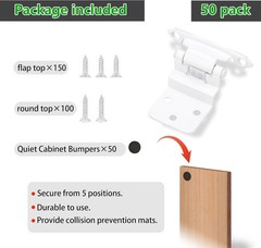 50 Pack 25 Pairs 3/8″ Inset Cabinet Door Hinges – 50 Pack, 3/8 White