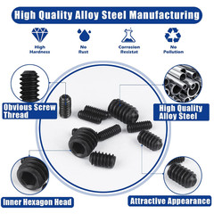 1000Pcs Metric + SAE Set Screw Assortment Kit, Internal Hex Drive Cup-Point Alle
