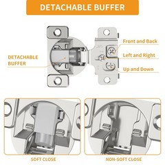Chibery 10 Pack 1/2″ Overlay 3D Soft Close 1/2 inch Overlay, Satin Nickel