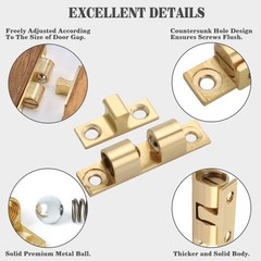 4 PCS 60mm Solid Brass Adjustable Double Roller Ball Tension Catch Latch
