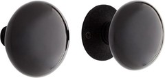 A29 Porcelain Rim Lock Door Knob Set 2 1/4″ Black Powder Coat Finish