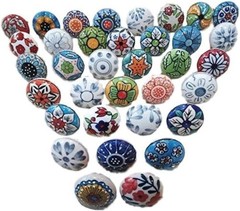 Set 20 Mix Vintage Look Colorful Ceramic Knob Door Handle Cabinet Drawer Cupboar