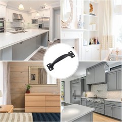 4pcs 4 Inch Vintage Barn Door Pulls, Black | Utility Cabinet Handles, Screw in