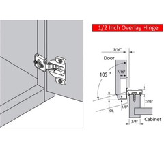 1/2″ Overlay Face Frame Cabinet Door Hinges Durable Compact Soft Close w/ Screws