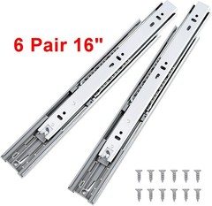 6 Pair 16″ Probrico Soft Close Drawer Slides Full Extension Ball Bearing Side Mo