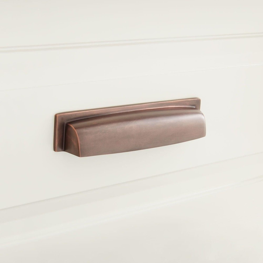 Signature Hardware Rectangle Brass Bin Pull – 5″ Antique Copper Finish (4-2)