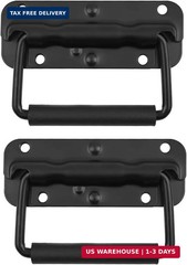 2 Pcs Spring Loaded Handle, Black Heavy Duty Stainless Steel Chest Handle, Rubbe
