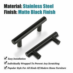30-PACK Matte Black Kitchen Cabinet T Bar Handles Stainless Steel Drawer Pulls