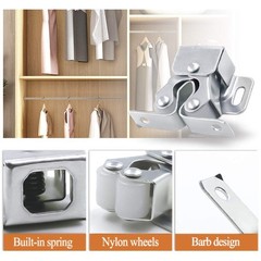 Luomorgo 10 Pack Double Roller Catch Cabinet Latches with 10 Pieces, Silver