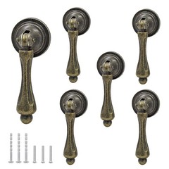 Bonsicoky 6Pcs Antique Bronze Tear Drop Pulls, Vintage 1.77 inches,