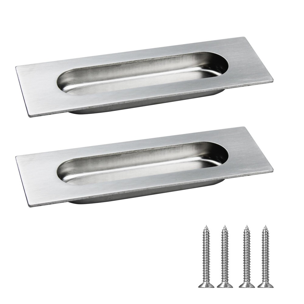 2 Pack 120mm Flush Sliding Closet Door Pulls Pocket Recessed Stainless